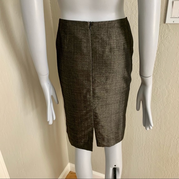 LAFAYETTE 148 NEW YORK Wool Blend Pencil Skirt Black Gold Metallic Shimmer - Picture 11 of 16